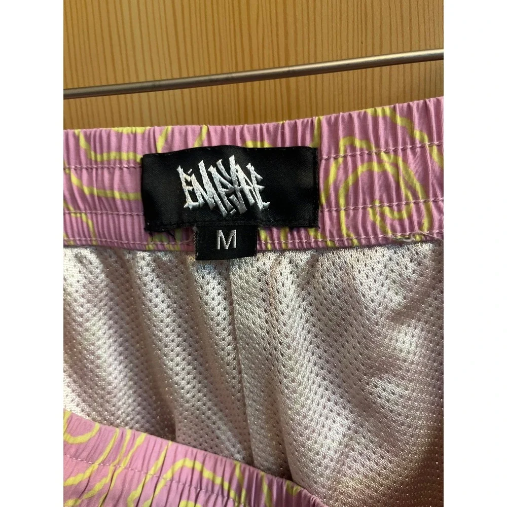 Empyre Swim Trunks Mens Medium Pink Yellow Abstract Swirl Mesh Lined Shorts